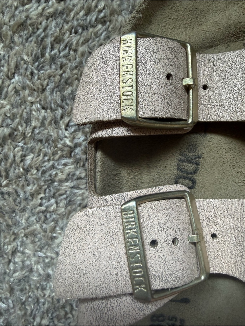 Birkenstock Double Strap Sandals in Metallic Blush Pink - Picture 4 of 5
